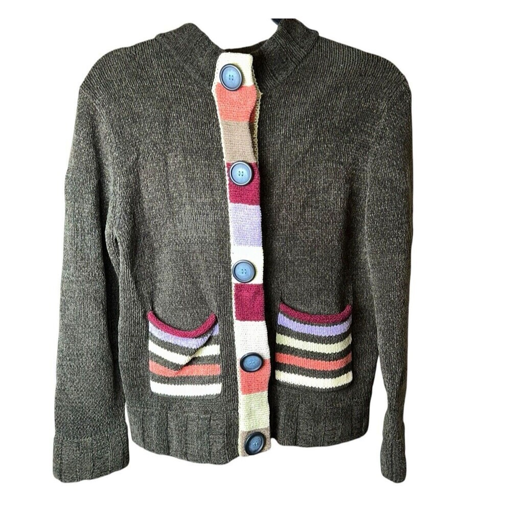 Vintage Christopher & Banks Colorblock Knit Y2K Grannycore Retro Cardigan Medium